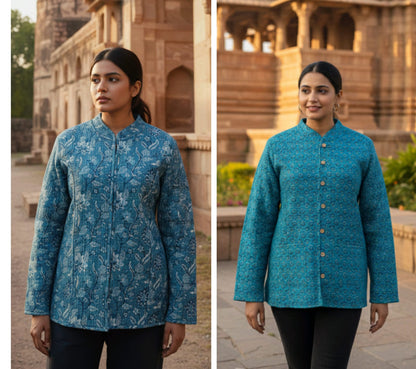 Reversible Cotton Jacket with Cotton Filling & Pocket