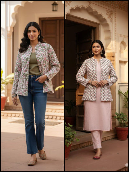 Reversible Cotton Jacket with Cotton Filling & Pocket