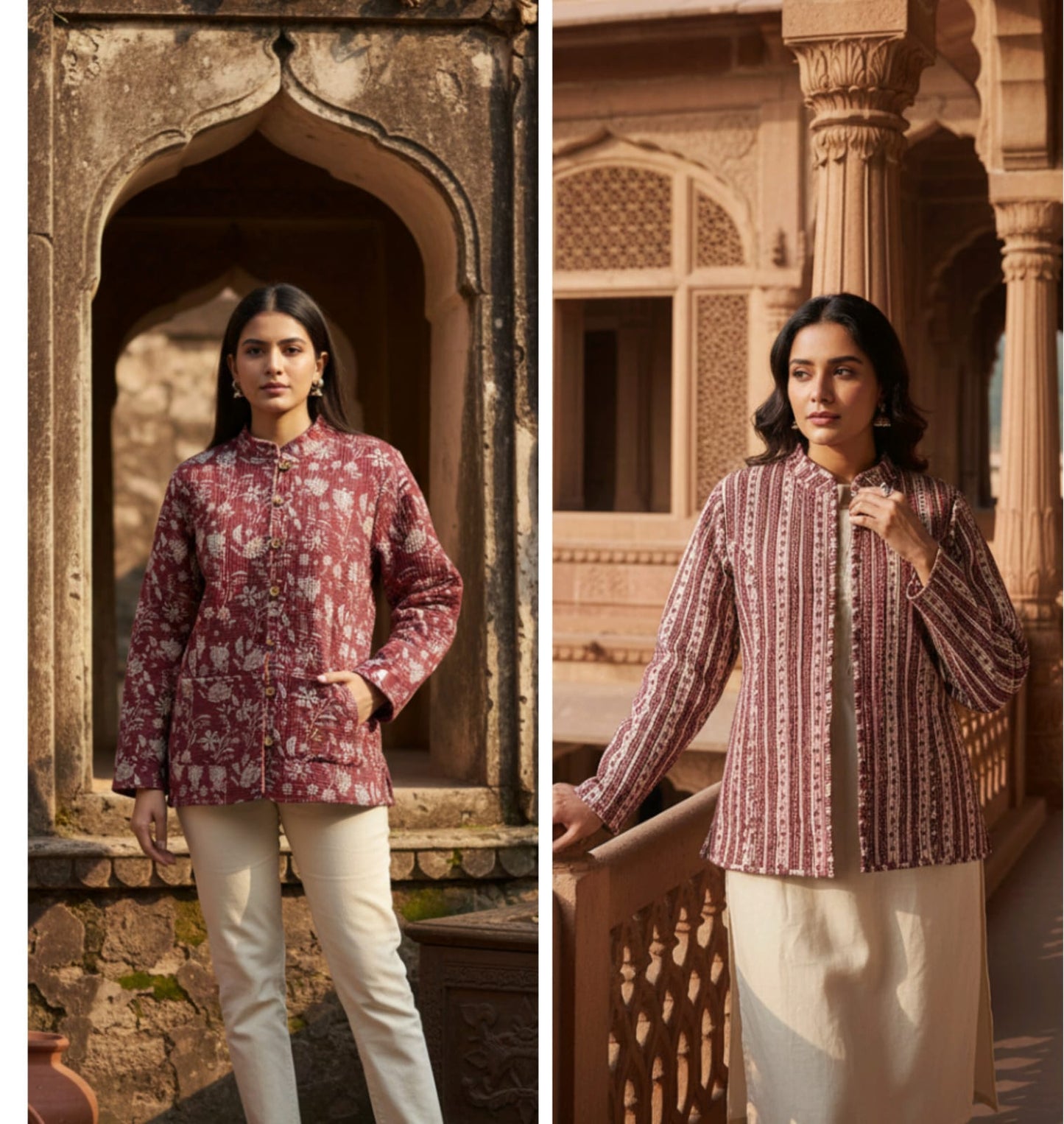 Reversible Cotton Jacket with Cotton Filling & Pocket