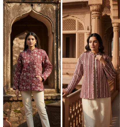 Reversible Cotton Jacket with Cotton Filling & Pocket