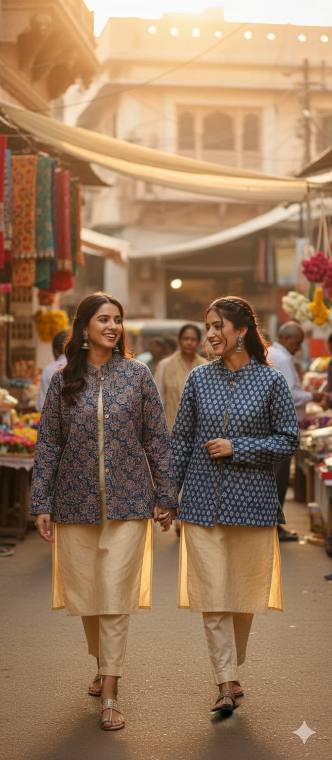 Reversible Cotton Jacket with Cotton Filling & Pocket