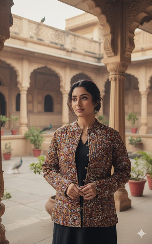 Reversible Cotton Jacket with Cotton Filling & Pocket