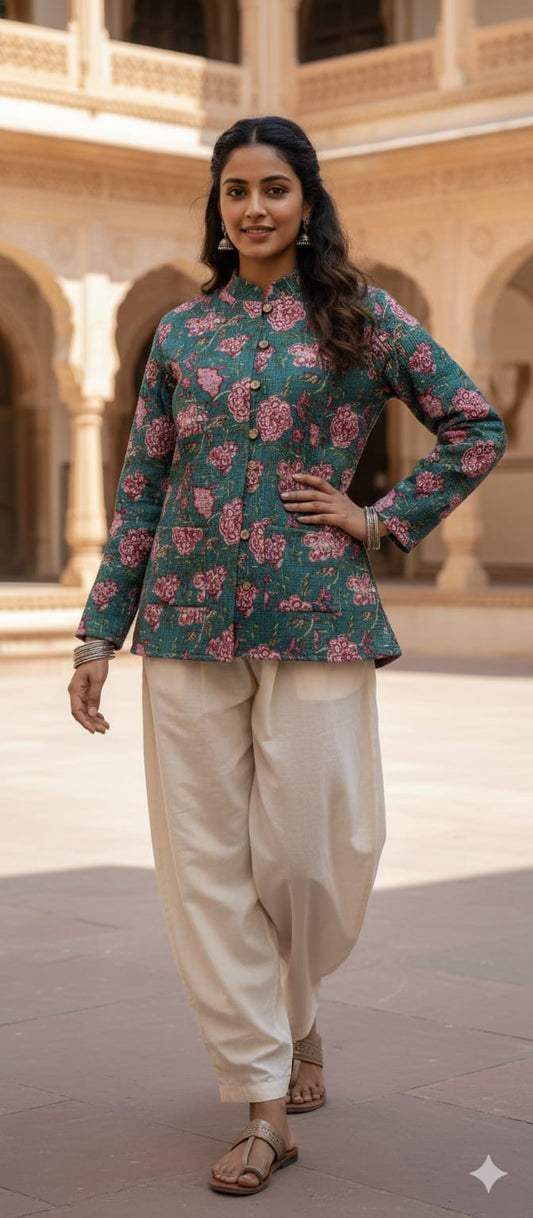 Reversible Cotton Jacket with Cotton Filling & Pocket