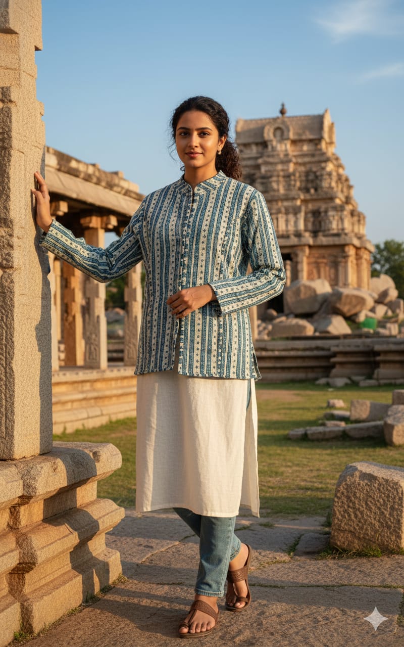 Reversible Cotton Jacket with Cotton Filling & Pocket