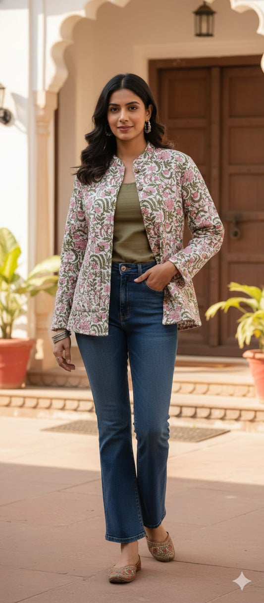 Reversible Cotton Jacket with Cotton Filling & Pocket