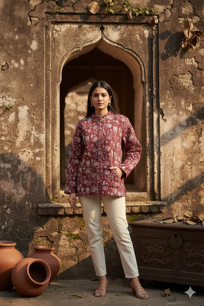 Reversible Cotton Jacket with Cotton Filling & Pocket