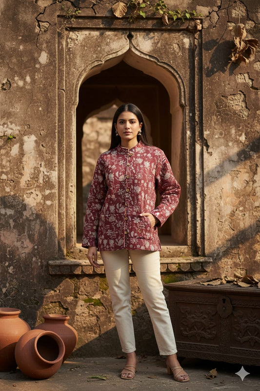 Reversible Cotton Jacket with Cotton Filling & Pocket