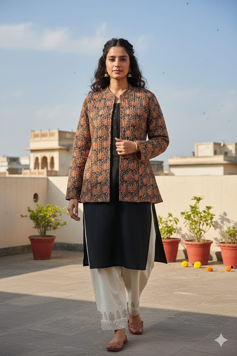 Reversible Cotton Jacket with Cotton Filling & Pocket