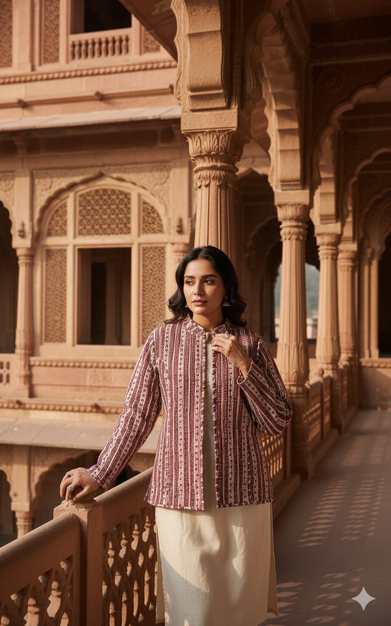 Reversible Cotton Jacket with Cotton Filling & Pocket