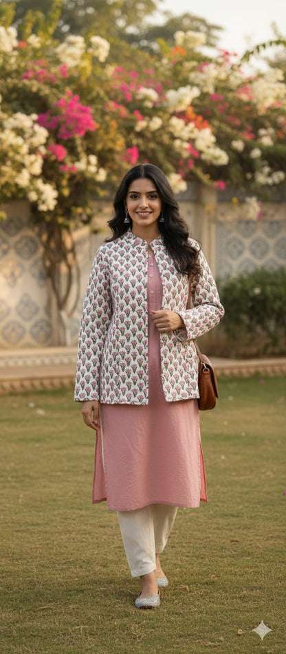 Reversible Cotton Jacket with Cotton Filling & Pocket