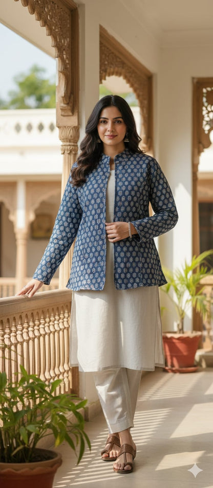 Reversible Cotton Jacket with Cotton Filling & Pocket