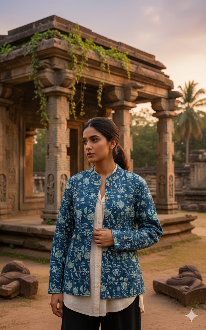 Reversible Cotton Jacket with Cotton Filling & Pocket