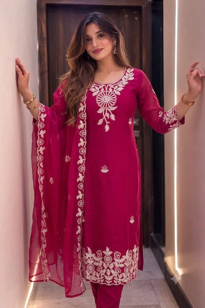 Roman Silk Embroidered 3-Piece Suit Set with Lining