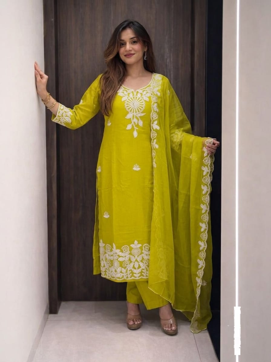 Roman Silk Embroidered 3-Piece Suit Set with Lining