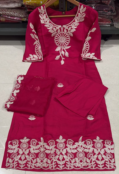 Roman Silk Embroidered 3-Piece Suit Set with Lining