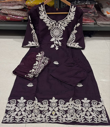 Roman Silk Embroidered 3-Piece Suit Set with Lining