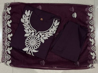 Roman Silk Embroidered 3-Piece Suit Set with Lining