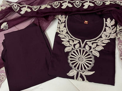 Roman Silk Embroidered 3-Piece Suit Set with Lining