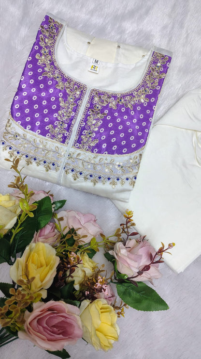 Roman Silk Embroidered Top & Palazzo Set with Coding Work – 2 Piece
