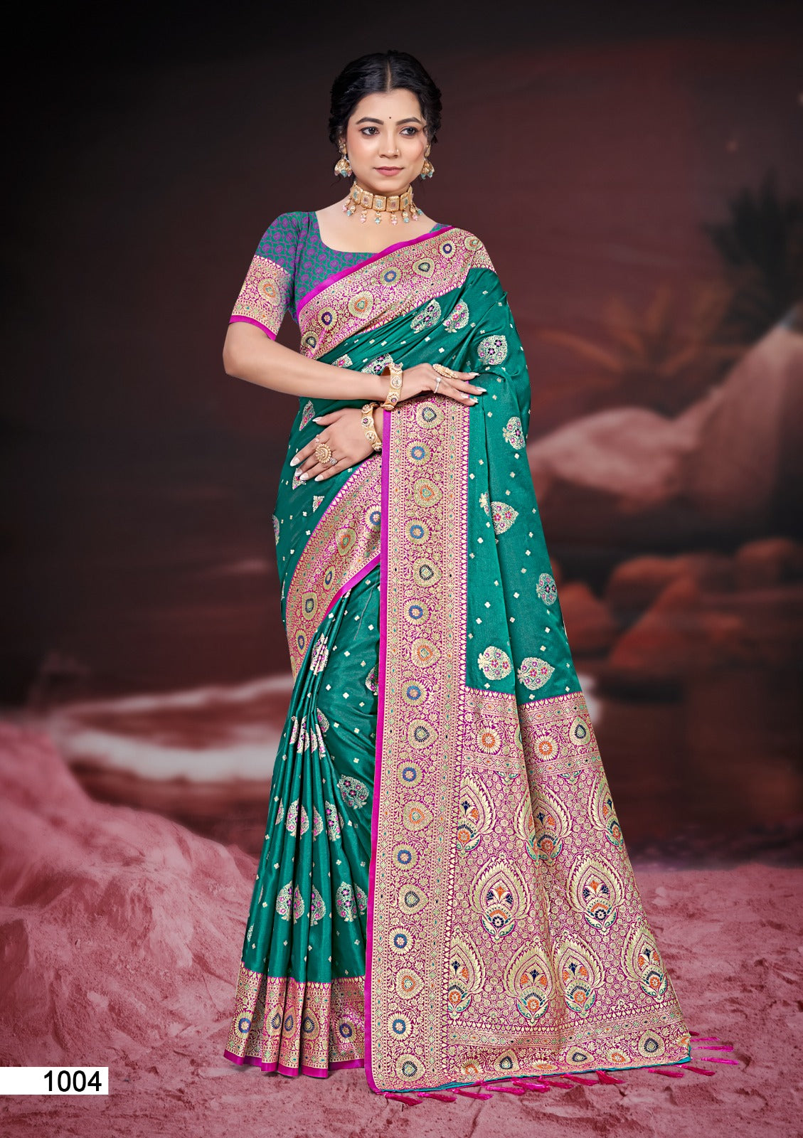 Satin Silk Saree with Matching Blouse Piece
