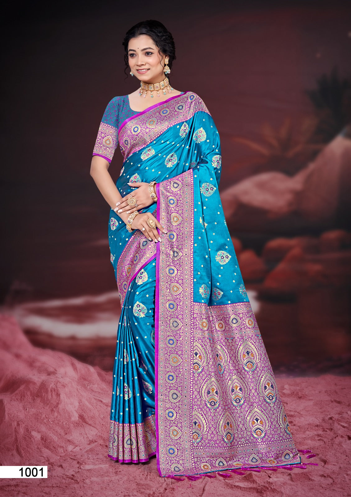 Satin Silk Saree with Matching Blouse Piece