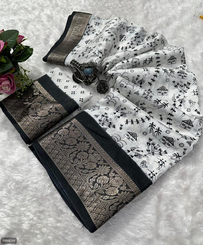 Semi Dola Bhadni Saree with Weaving Border