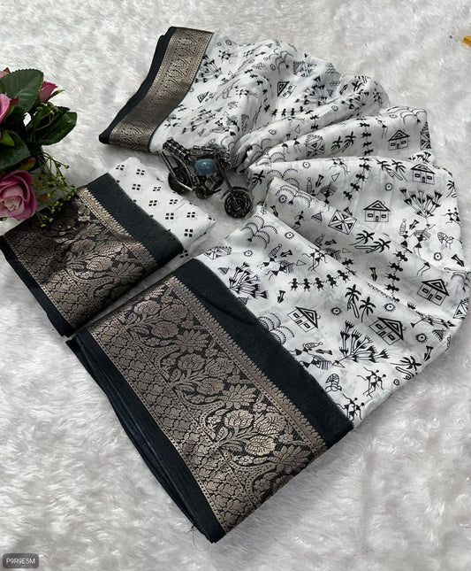 Semi Dola Bhadni Saree with Weaving Border