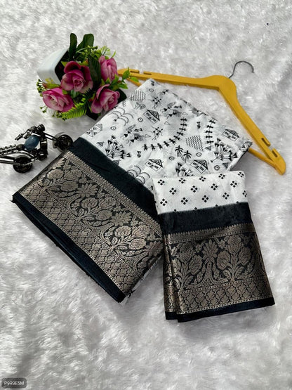 Semi Dola Bhadni Saree with Weaving Border