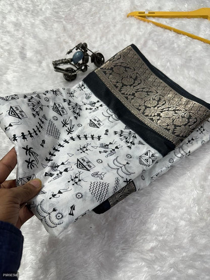 Semi Dola Bhadni Saree with Weaving Border