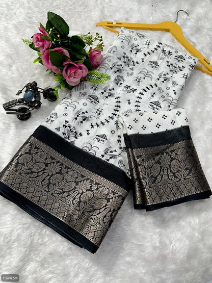 Semi Dola Bhadni Saree with Weaving Border