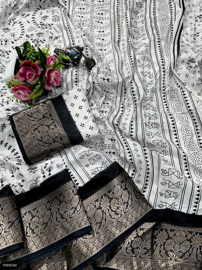 Semi Dola Bhadni Saree with Weaving Border