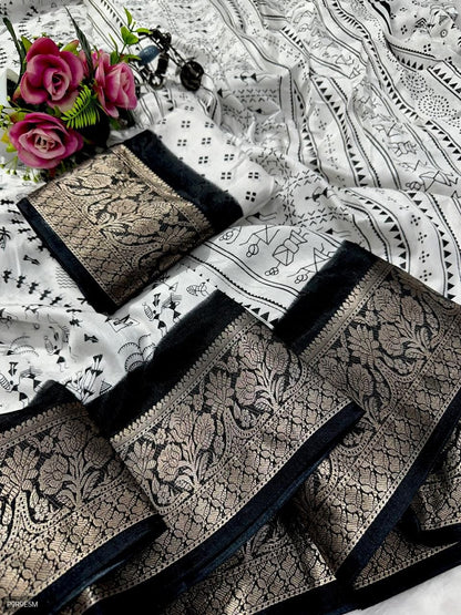 Semi Dola Bhadni Saree with Weaving Border