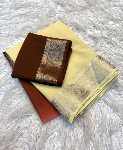 Shaded Chiffon Saree with Jacquard Border & Contrast Blouse