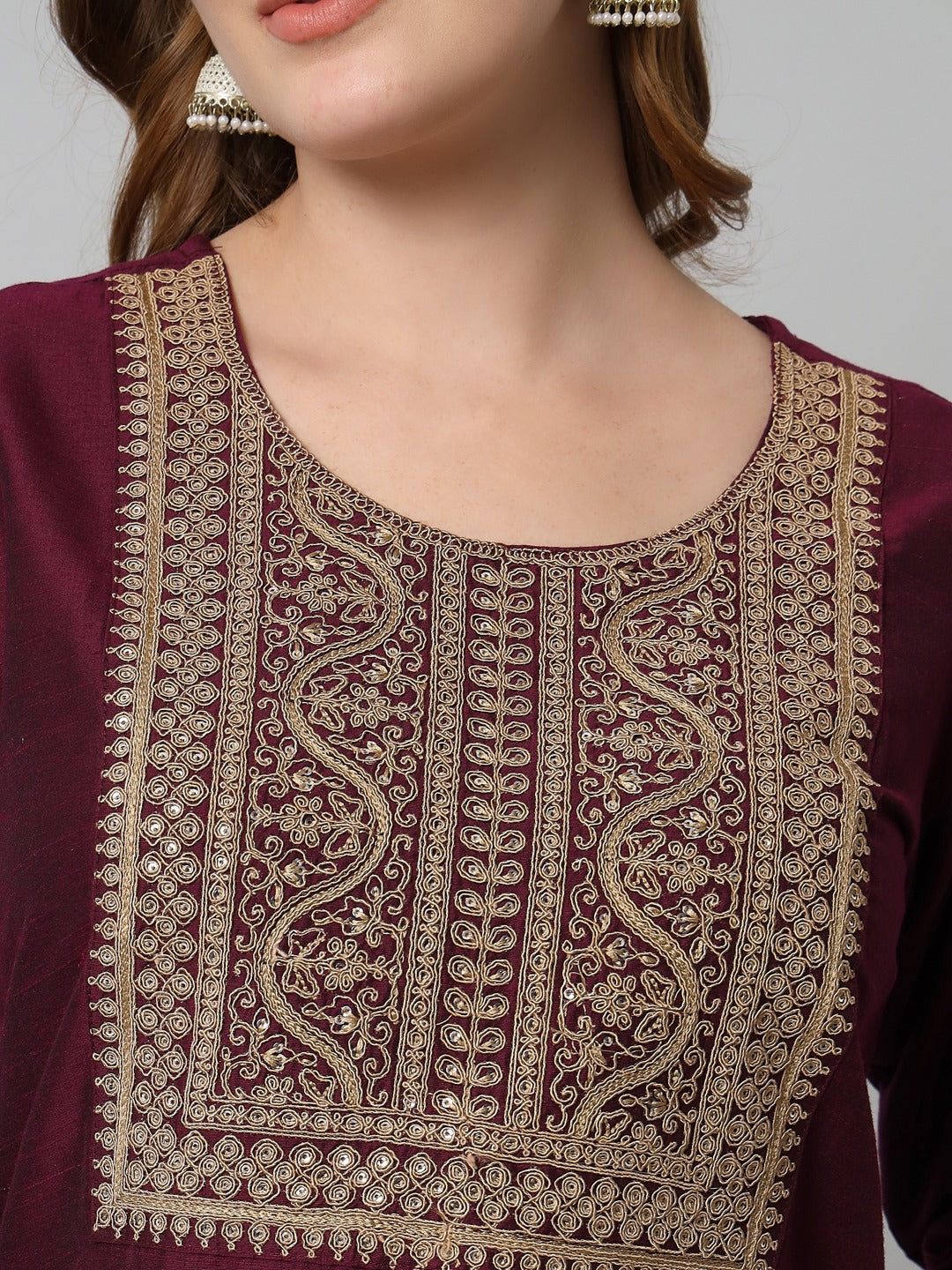 Silk Blend Kurta & Trouser Set with Organza Dupatta