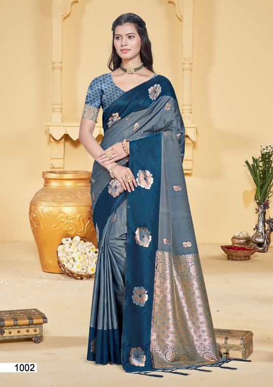 Silk Saree with Matching Silk Blouse Piece for Women