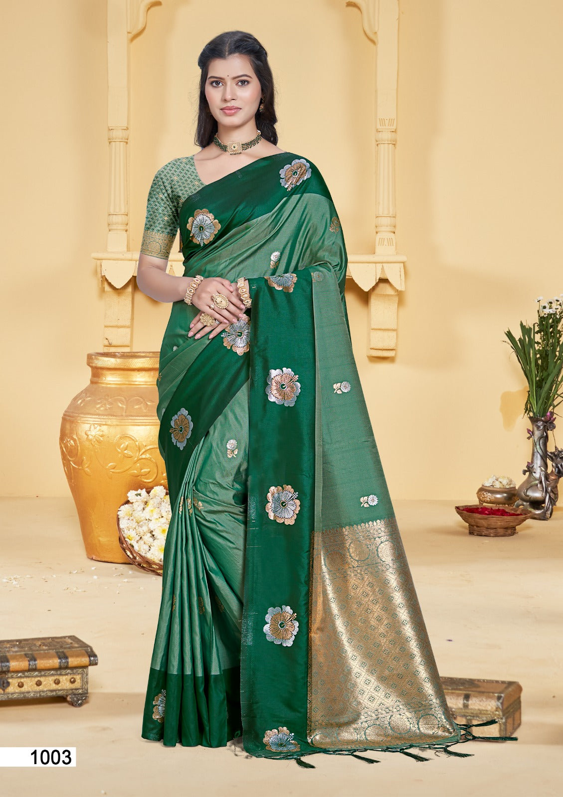 Silk Saree with Matching Silk Blouse Piece for Women