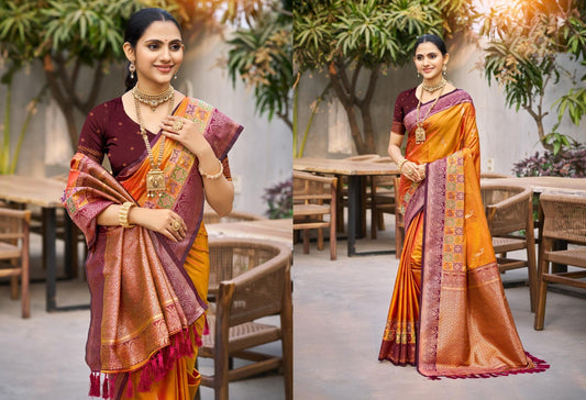 Silk Saree with Matching Silk Blouse Piece