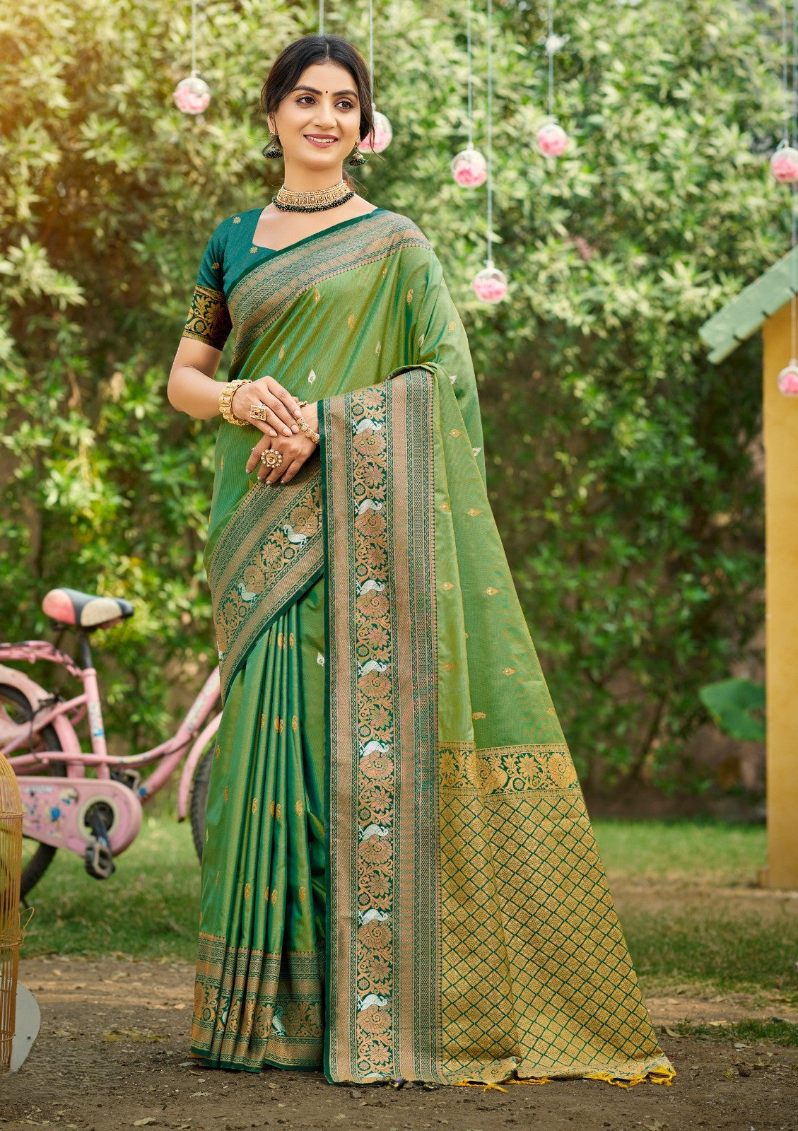 Silk Saree with Matching Silk Blouse Piece