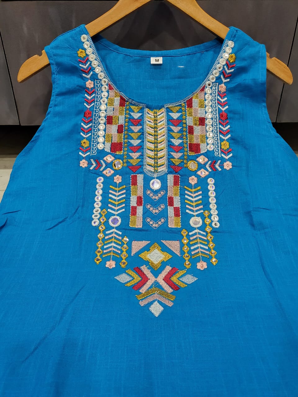 Sleeveless Cotton Embroidered Kurta Set with Palazzo