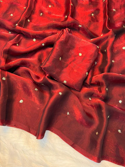 Space Silk Saree with Sequins Butti Work & Blouse