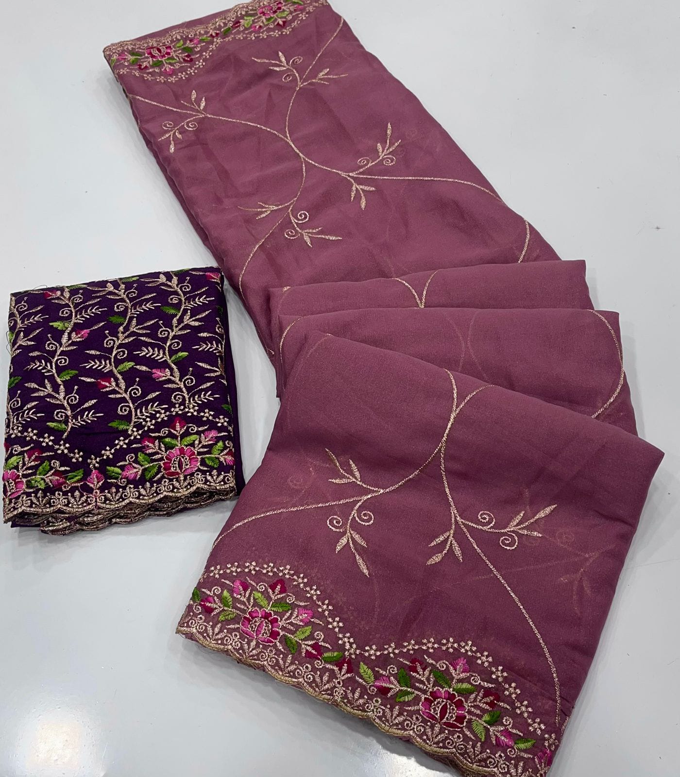 Star Georgette Saree with Embroidery & Running Blouse