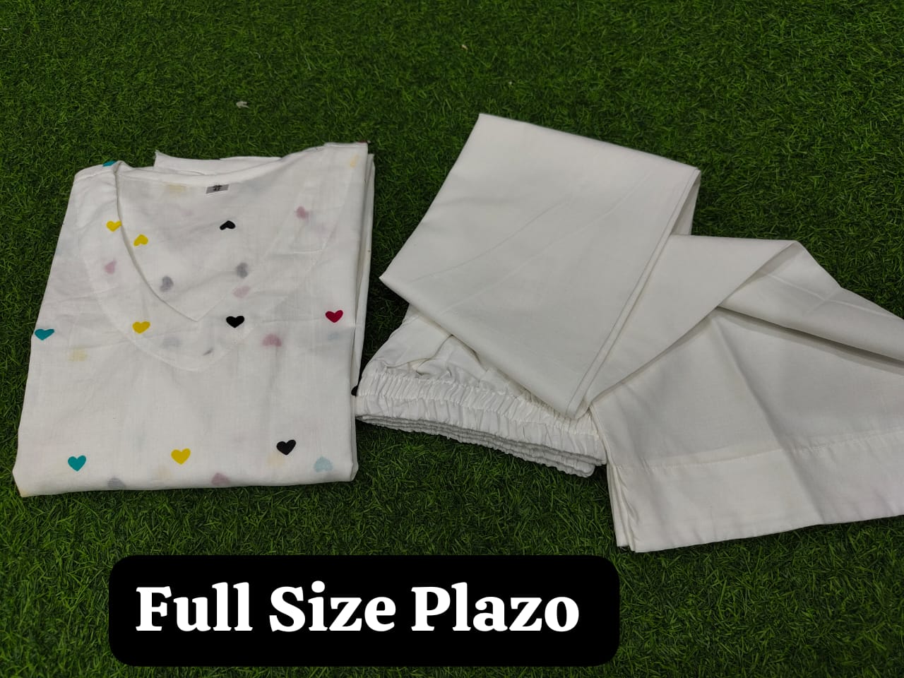 Taj Cotton White Kurti Palazzo Set with Side Pocket