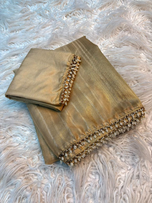 Tissue Organza Saree with Lace Work