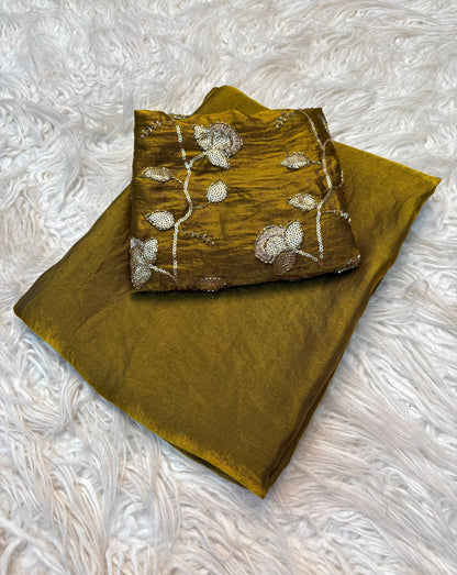 Two Tone Fancy Saree with Beads Work Blouse