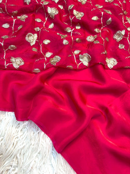 Two Tone Fancy Saree with Beads Work Blouse