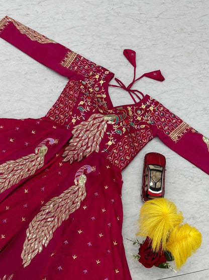 Vichitra Crop Top with Shrug and Lehenga Set for Women