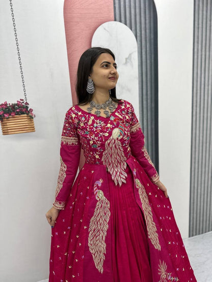 Vichitra Crop Top with Shrug and Lehenga Set for Women