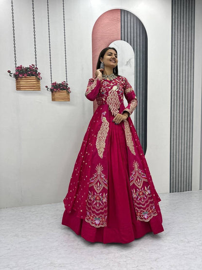 Vichitra Crop Top with Shrug and Lehenga Set for Women