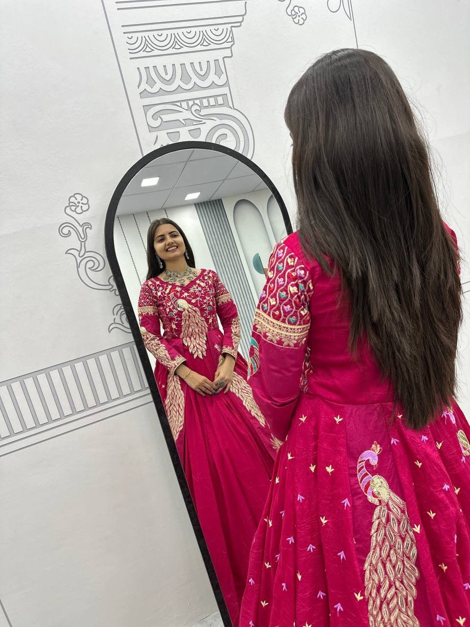 Vichitra Crop Top with Shrug and Lehenga Set for Women