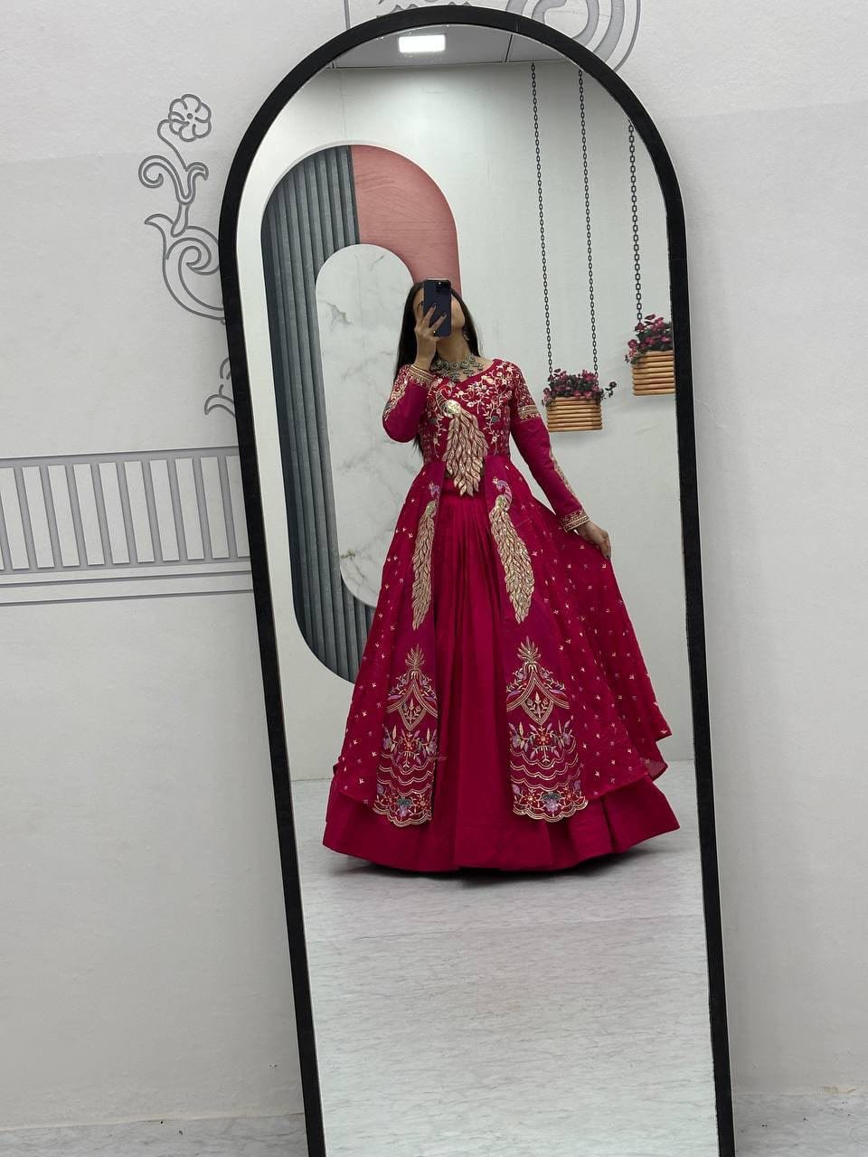 Vichitra Crop Top with Shrug and Lehenga Set for Women